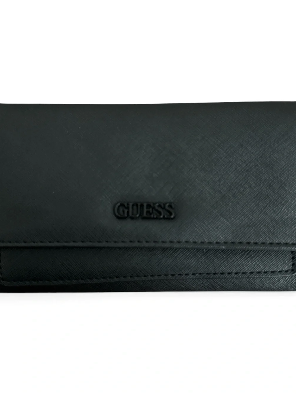 GUESS Black Textured Fold-Over Wallet